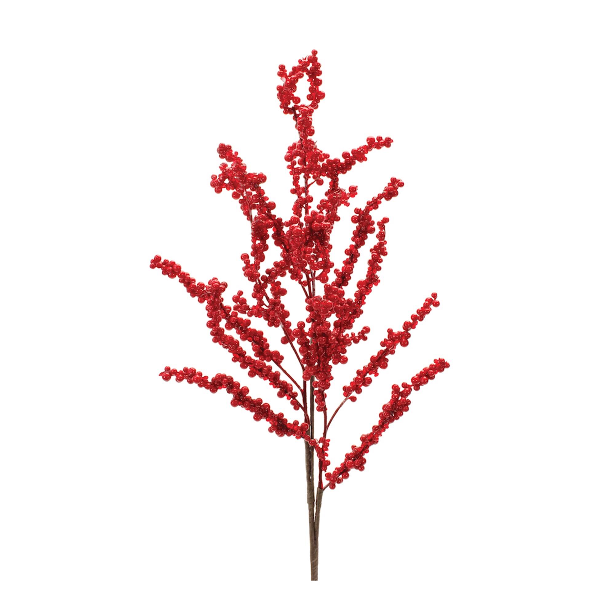 Front. BreeBe - Clustered Berry Twig Spray (Set of 6) - Red.