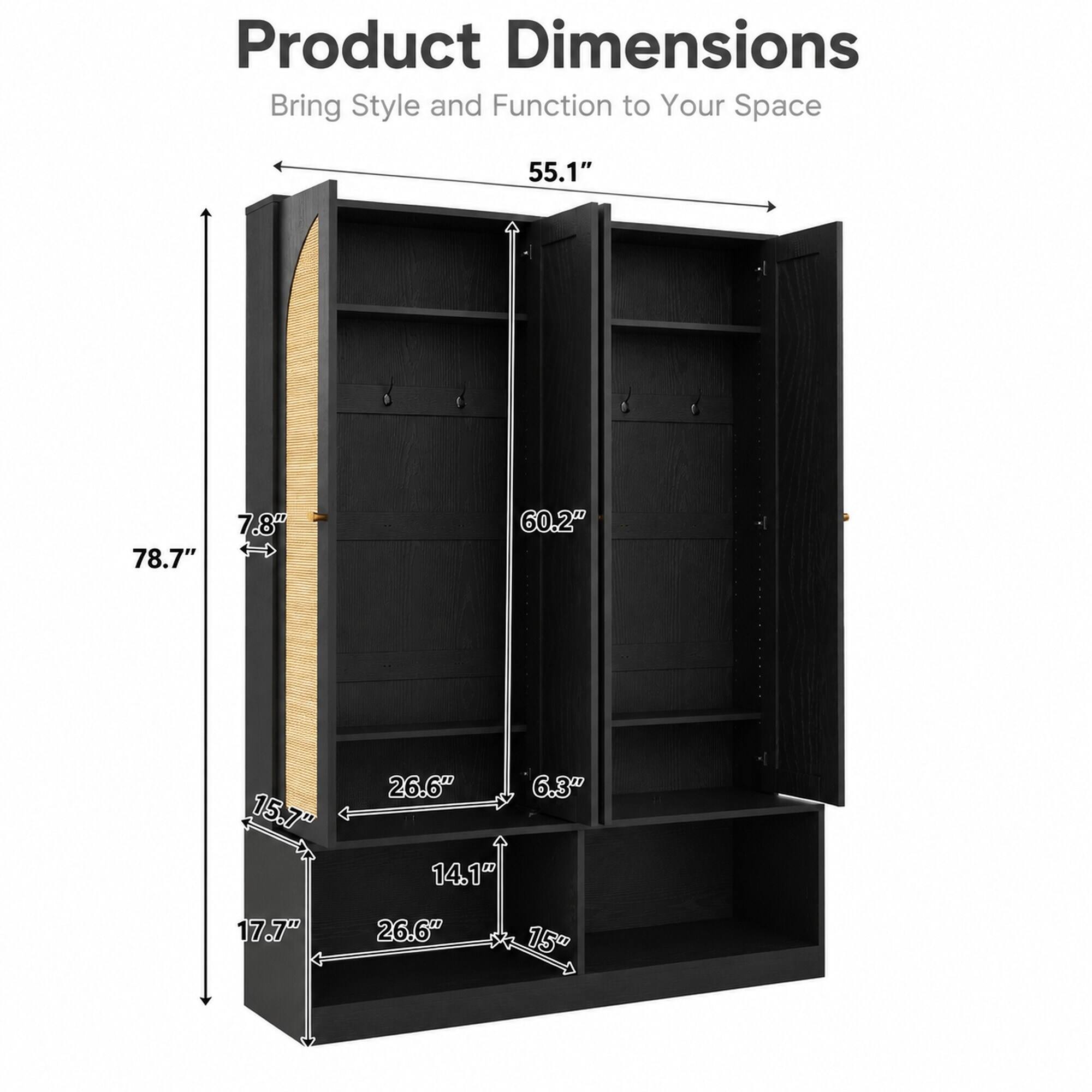 Product Dimensions: Bring Style and Function to Your Space

- 55.1"
- 78.7"
- 7.8"
- 60.2"
- 15.7" 17.7"
- 26.6" 6.3" 14.1" 26.6" 15"