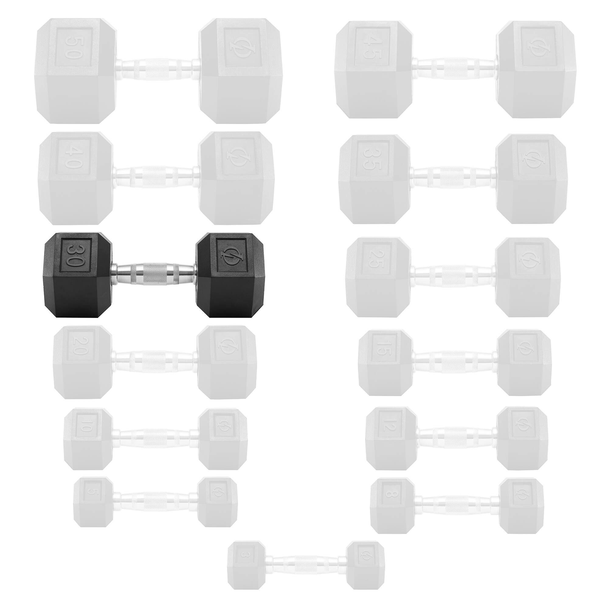 Alt View 3. Philosophy Gym - Rubber Coated Hex Dumbbell - Cast Iron Hand Weights - 25-lbto 50 Pound - Black.