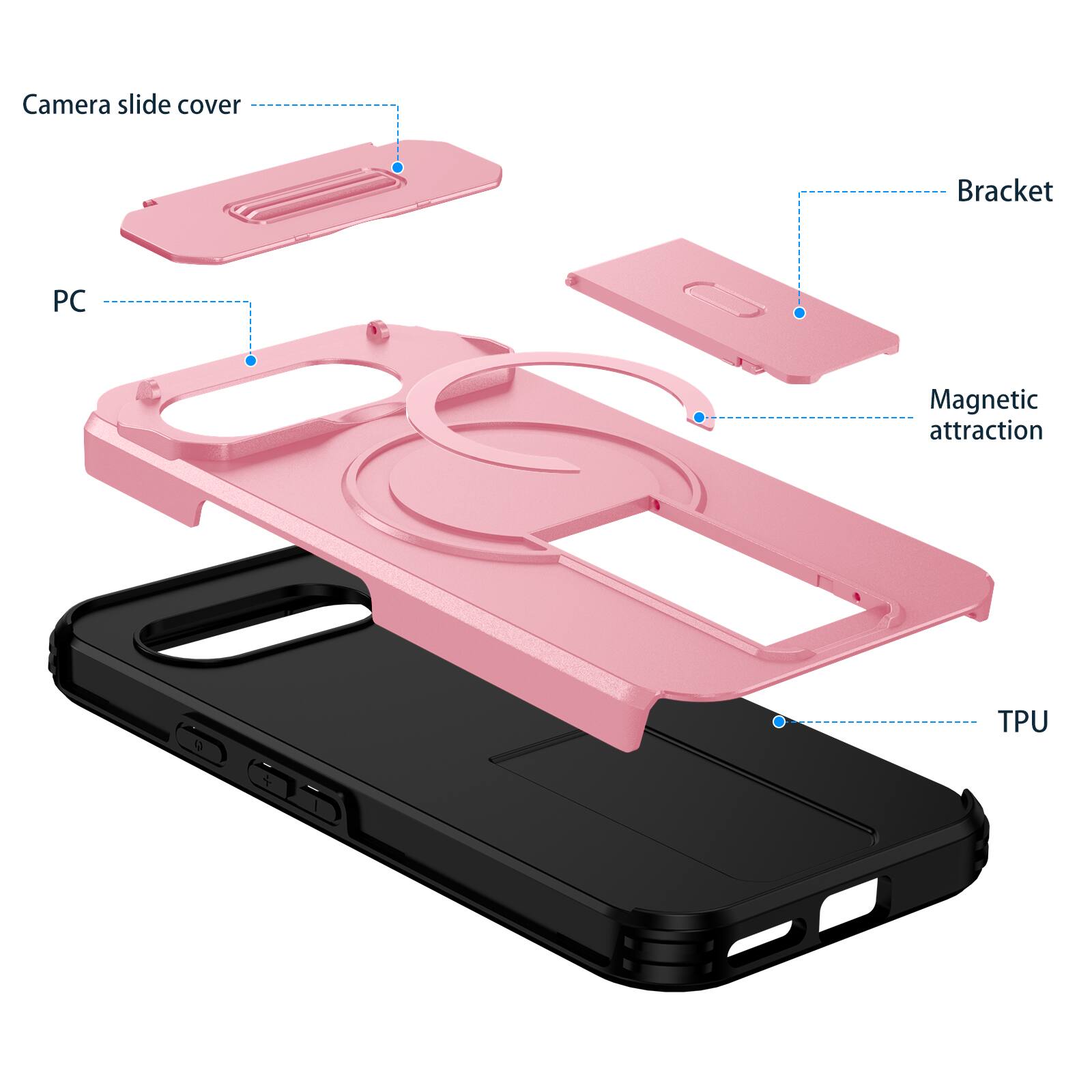 Camera slide cover  
Bracket  
PC  
Magnetic attraction  
TPU
