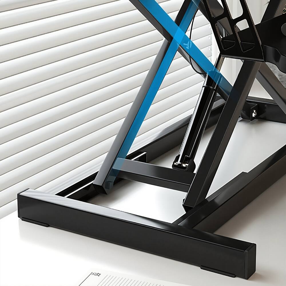 Alt View 2. Loheer - 32 Inch Desk Converter Height Adjustable Sit to Stand Riser Dual Monitor Workstation Wide Keyboard Tray Natural Color - Natural.