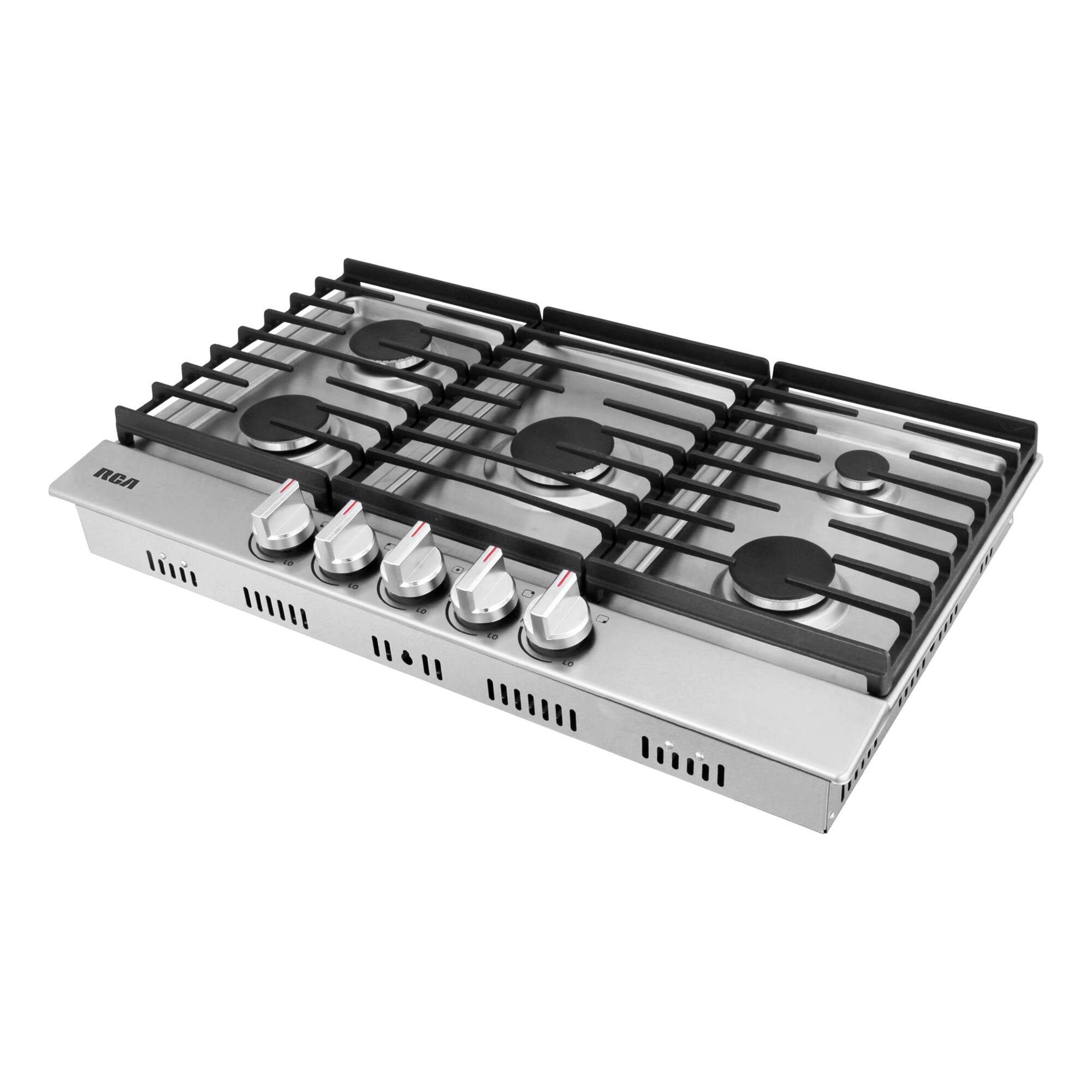 Alt View 4. RCA - R-CTGL365SS 36 in. Legacy Collection Drop-In Gas Cooktop, 5 Burners, Cast Iron Grates, Metal Knobs - Stainless Steel.
