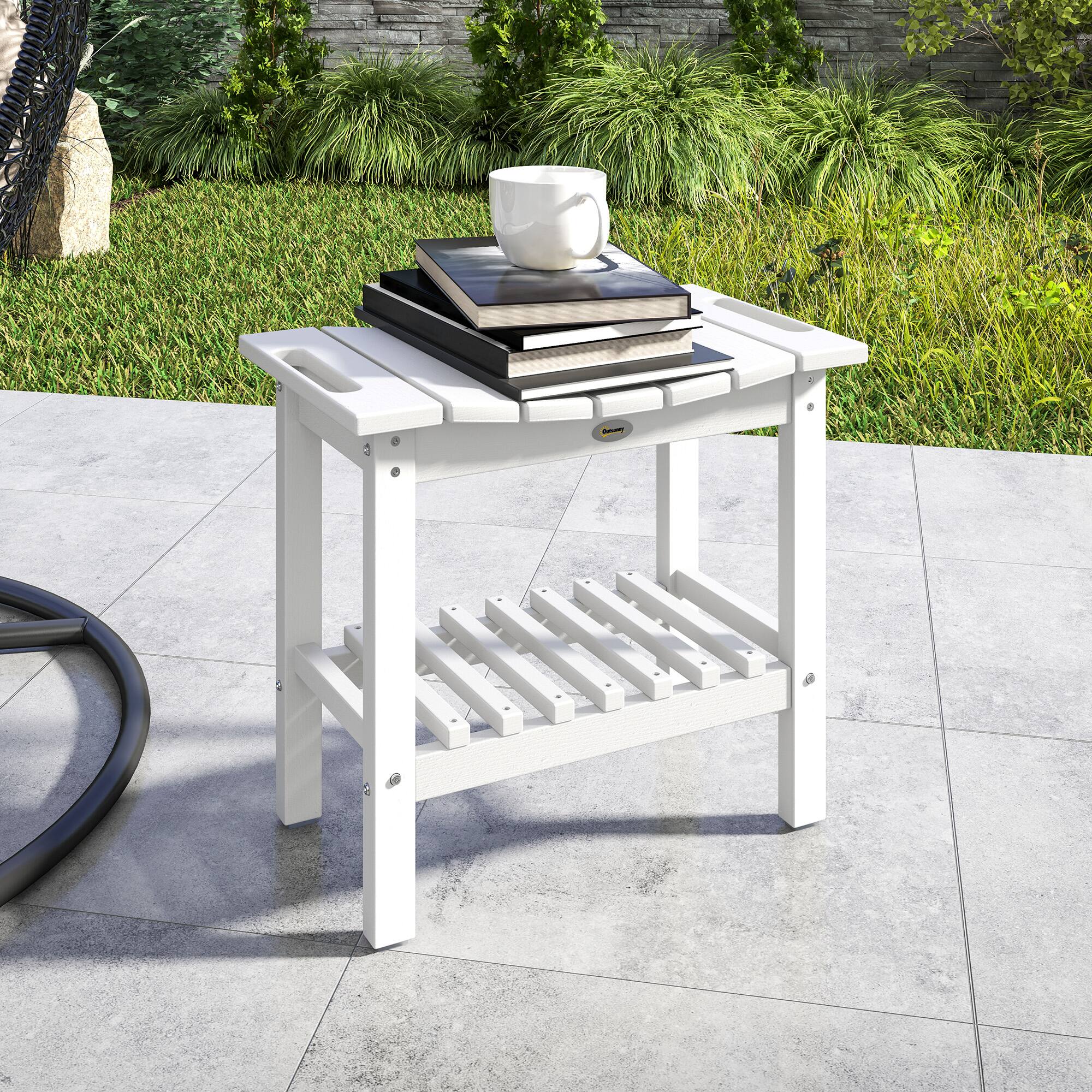 Alt View 1. Outsunny - Shower Bench for Inside Shower, HDPE Shower Stool with Handle, Storage Shelf, Non-Slip Pads - White.