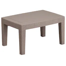Emma + Oliver - Outdoor Rattan Coffee Table - Light Gray