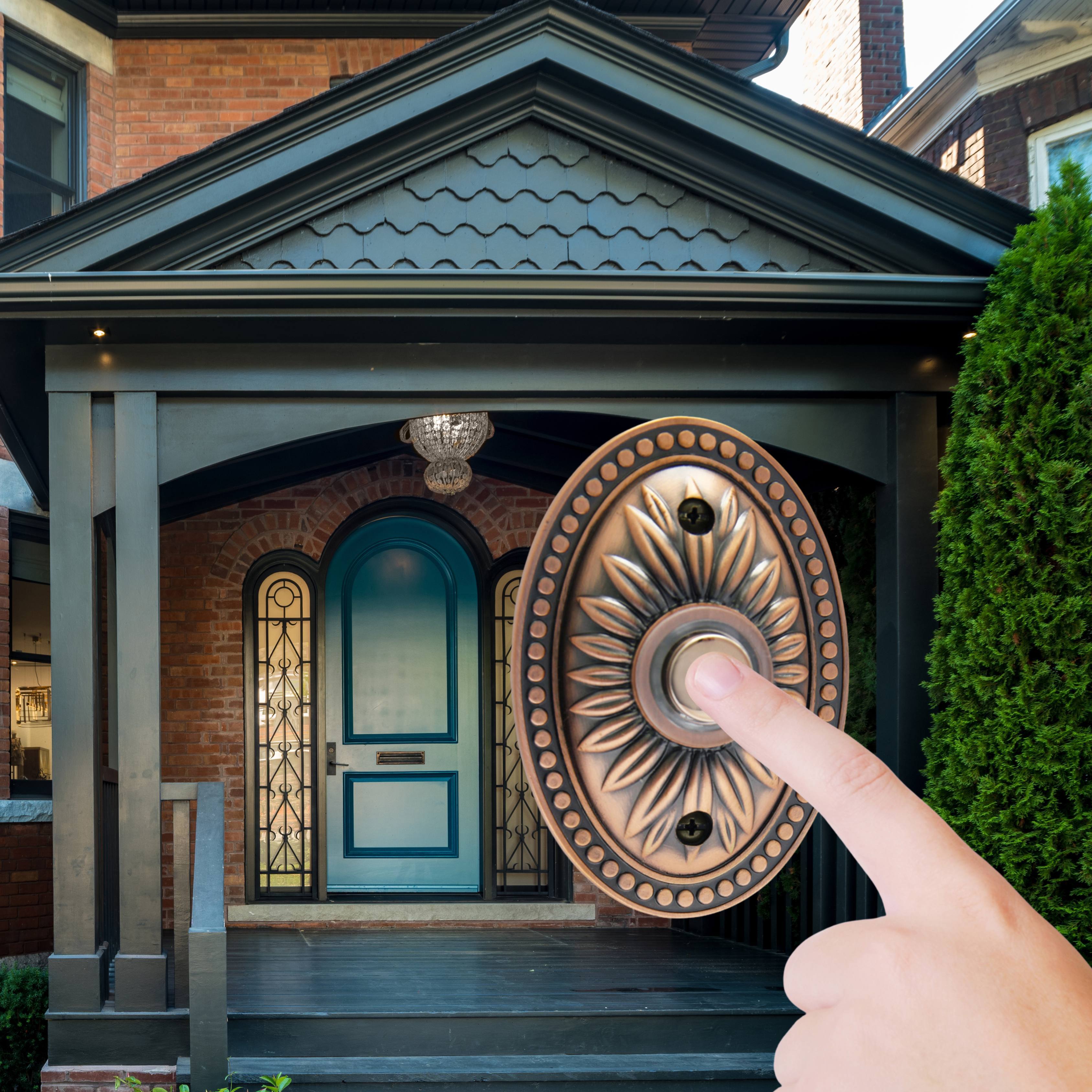 Alt View 3. IQ America - IQ America Over-sized Wired Antique Copper Bronze Lighted Pushbutton Doorbell - Bronze.