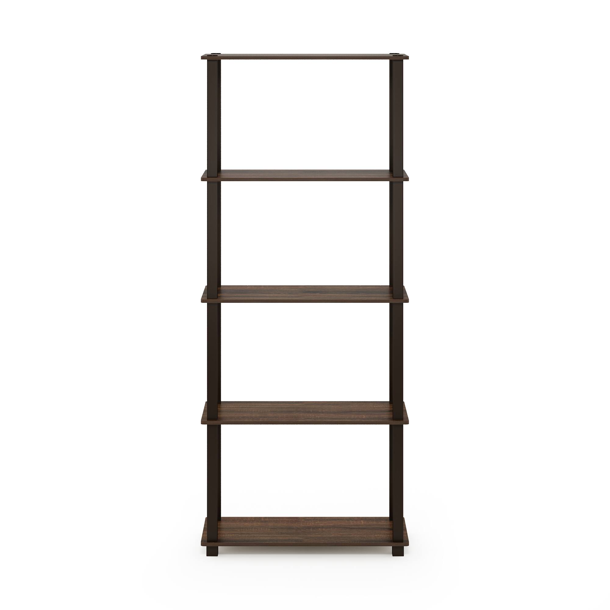 Alt View 2. Furinno - Turn-S-Tube 5-Tier Multipurpose Shelf Display Rack with Square Tubes, Walnut/Brown - Walnut/Brown.
