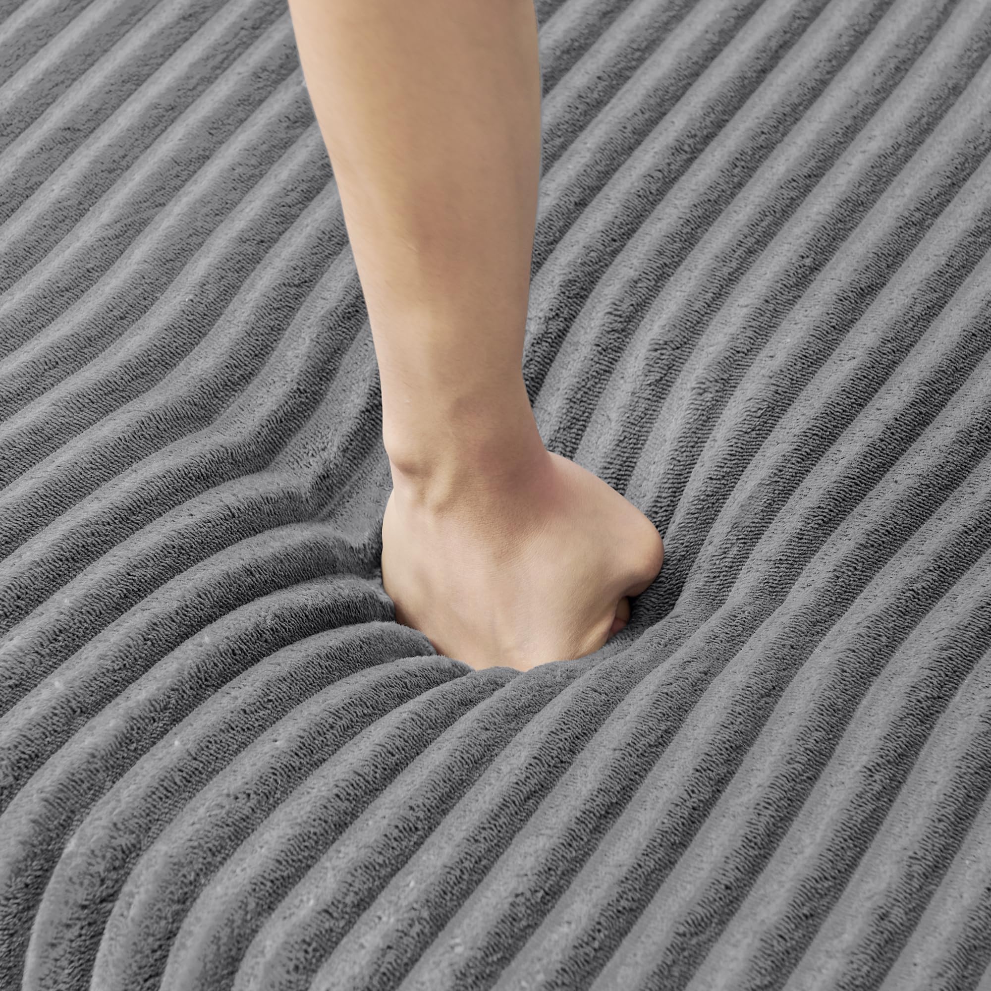 Left. GlowWise - 133'' Modular Sectional Couch, Modern U-Shaped Floor Sofa with Double Chaise Lounge, Comfy Corduroy Fabric Couch - Grey.