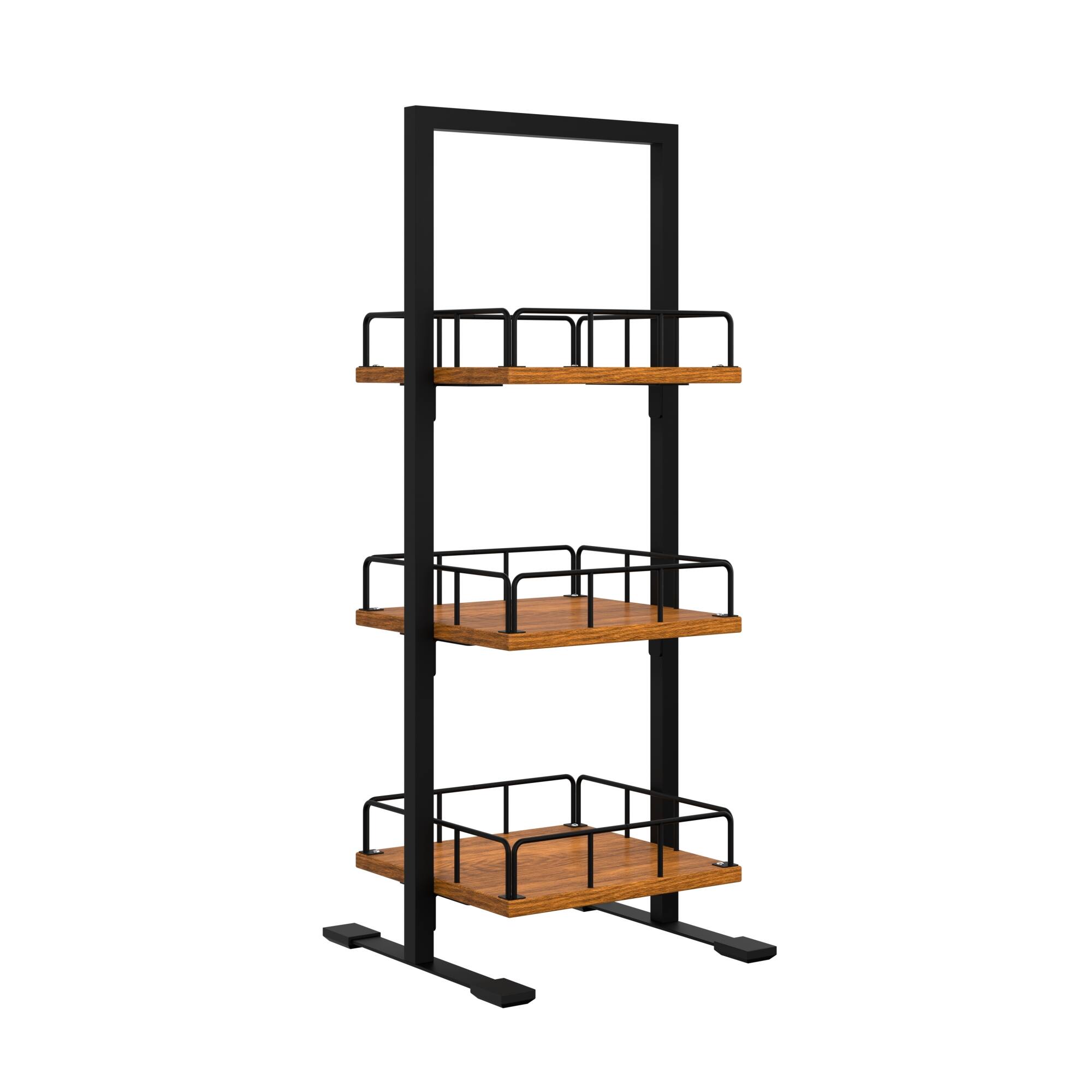 Alt View 4. Koolmore - 12 In. 3-Tier Wooden Bakery, Supermarket & Cafe Display Case (KM-SDW-3SOP) - Dark Wood Grain.