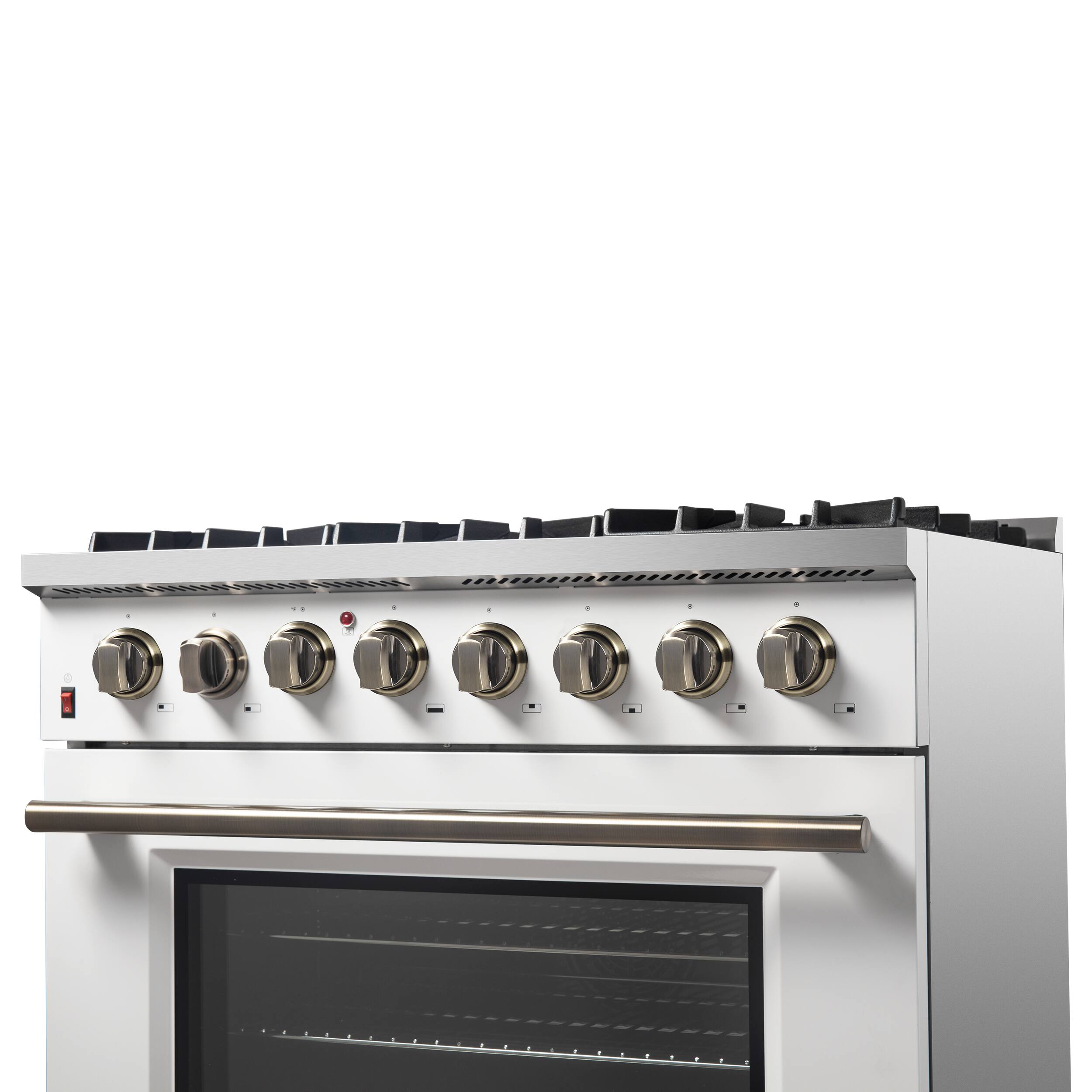 Alt View 9. Forno Appliances - Galiano 5.36 Cu. Ft. Freestanding Dual Fuel Electric Range with Convection Oven - White Door.