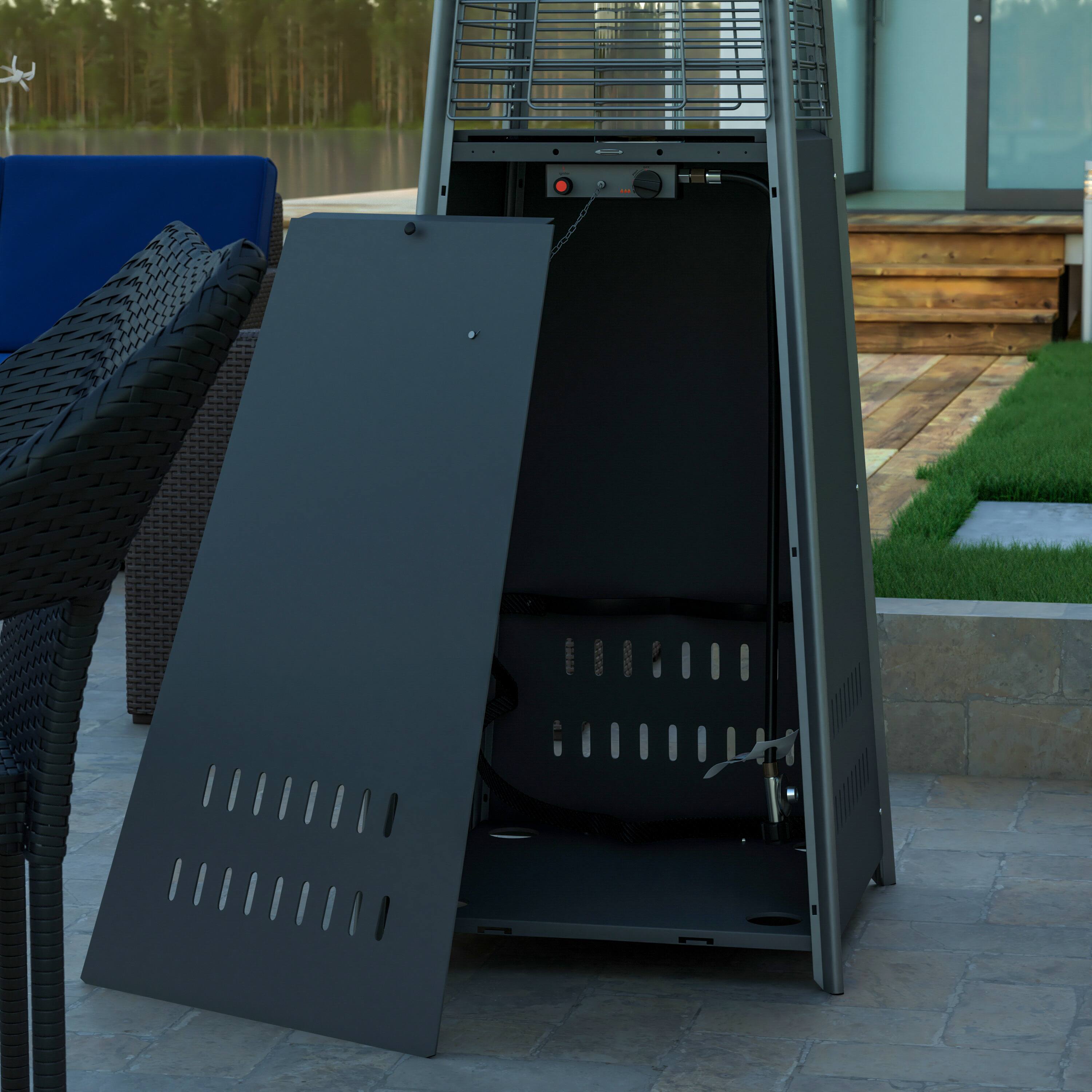 Alt View 4. Emma + Oliver - Outdoor Patio Heater - 7.5 Feet Round Steel Patio Heater - 42,000 BTU's - Slate Gray.