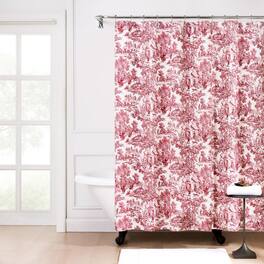 Ellis Curtain - Victoria Park Toile Precise Patterned High Quality Water Proof Bathroom Shower Curtain - 70 x 72" - Red