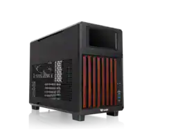 Thermaltake - TR200 WS mATX/mITX 6" LCD Wood Trim 360mm AIO 365mm GPU Black - Black