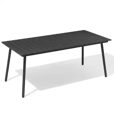 Alt View 6. Crestlive Products - Crestlive Products 72/82-in Patio Plastic-Wood Top Aluminum Frame Rectangle Outdoor Dining Table with Umbrella Hole - black.