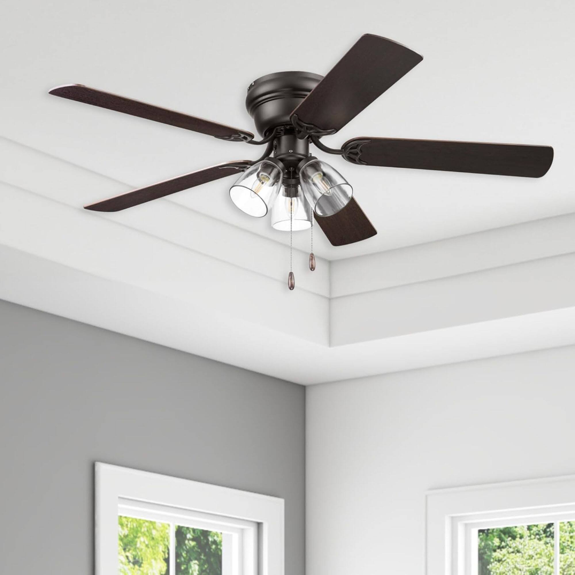 Alt View 5. Portage Bay - Portage Bay Renton Ceiling Fan with Quiet, Reversible Motor, 52 Inch, Bronze - Espresso.