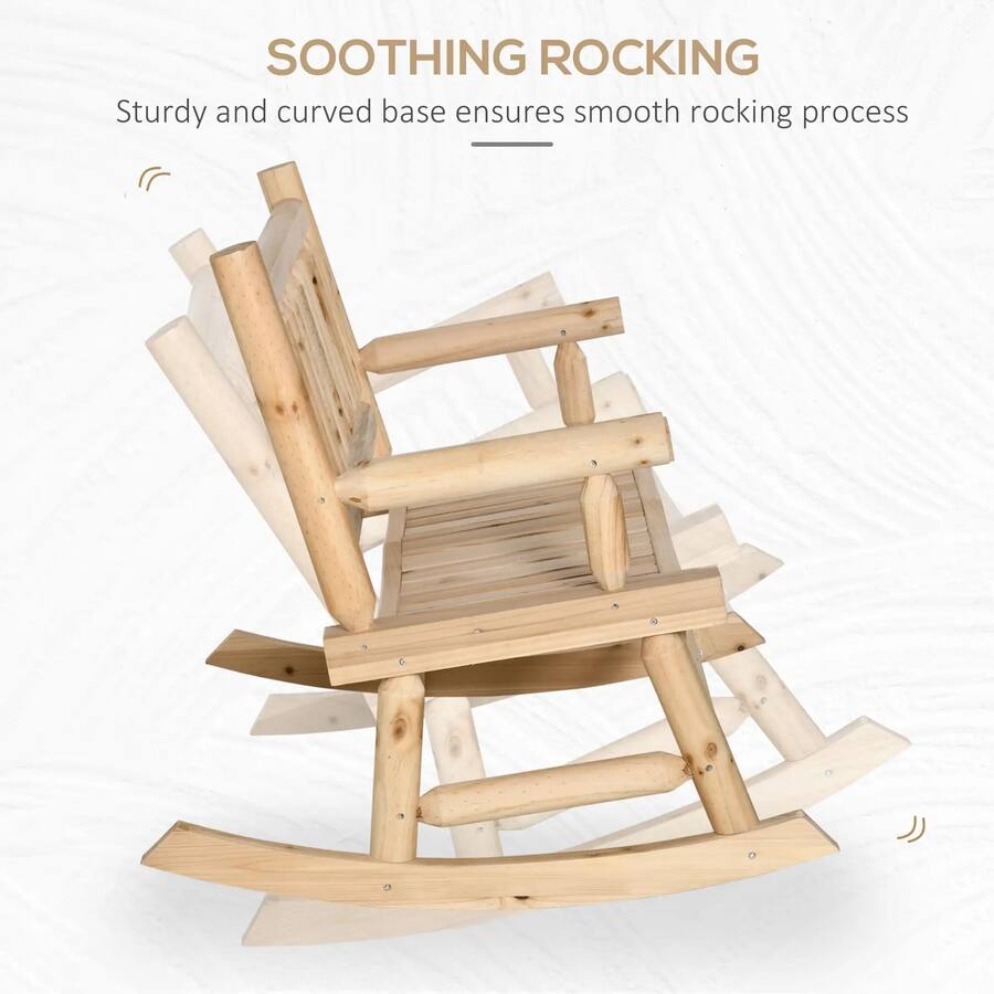 2 Seater Rocking Chair Resenkos Log Style 2 Seater Rocking Chair, Heavy Duty Patio Loveseat ...