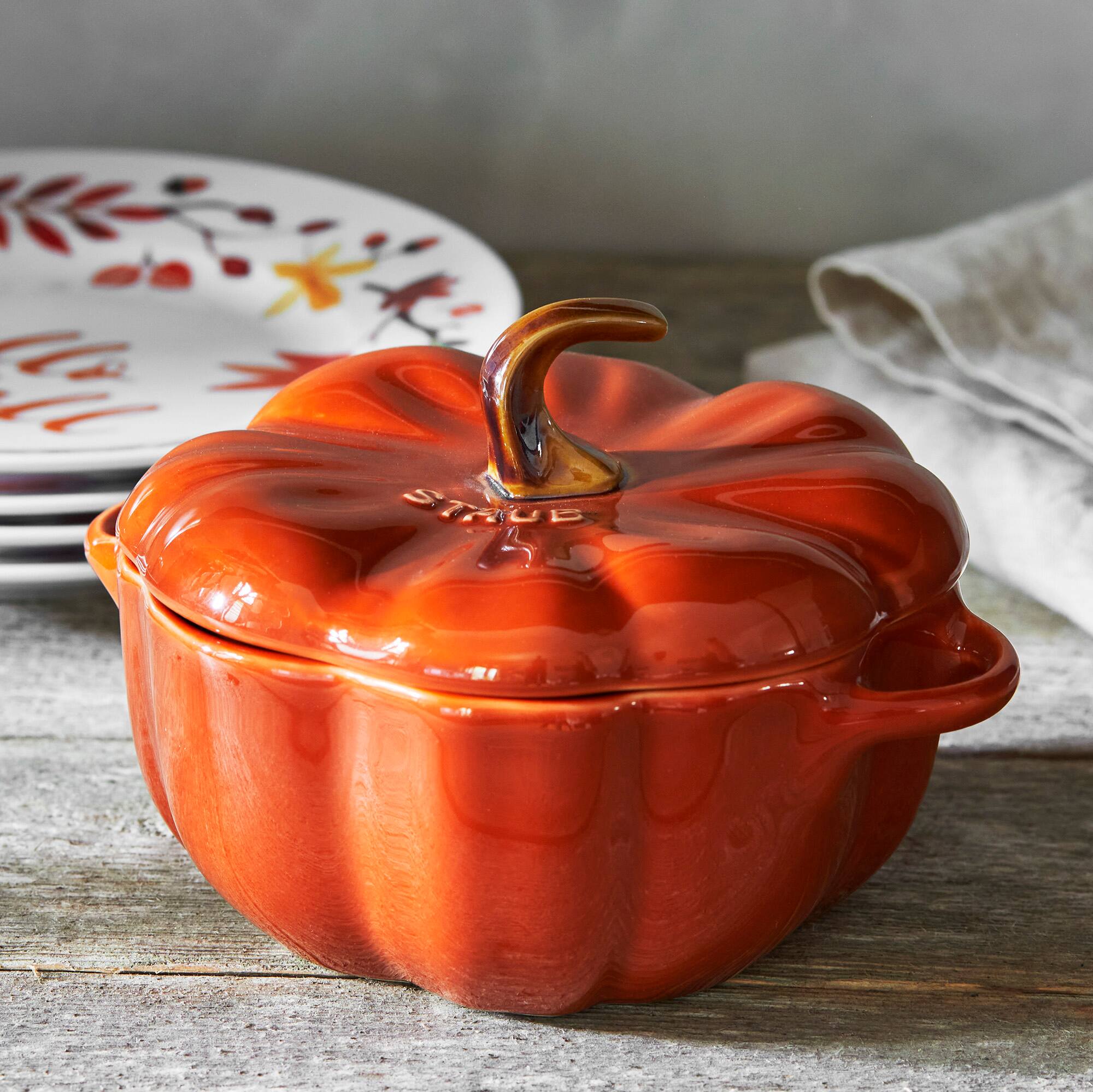 Alt View 5. Staub - Staub Ceramic 16-oz Petite Pumpkin Cocotte - Burnt Orange - Burnt Orange.