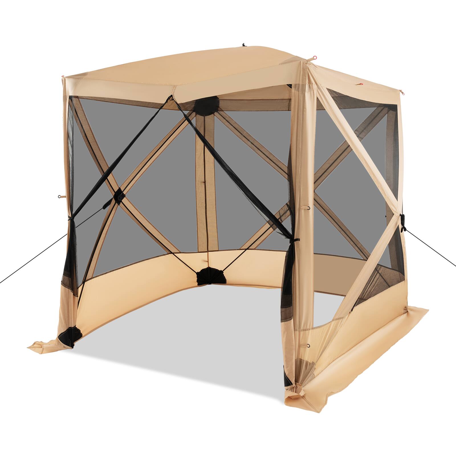 Front. Sugift - Pop Up Gazebo with Netting and Carry Bag - Brown.