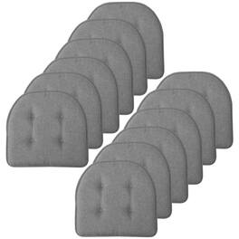 Sweet Home Collection - Solid Color U Shaped Memory Foam 17" x 16" Chair Cushions, 12-Pack - Gray