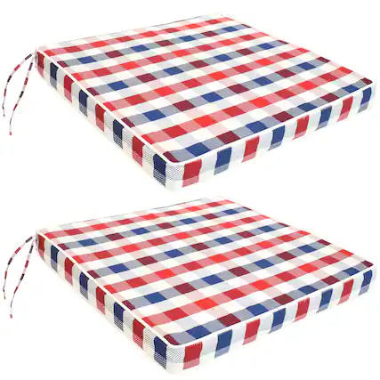 Front. Sunnydaze - Outdoor Square Seat Cushion - 17 in - Set of 2 - Americano.