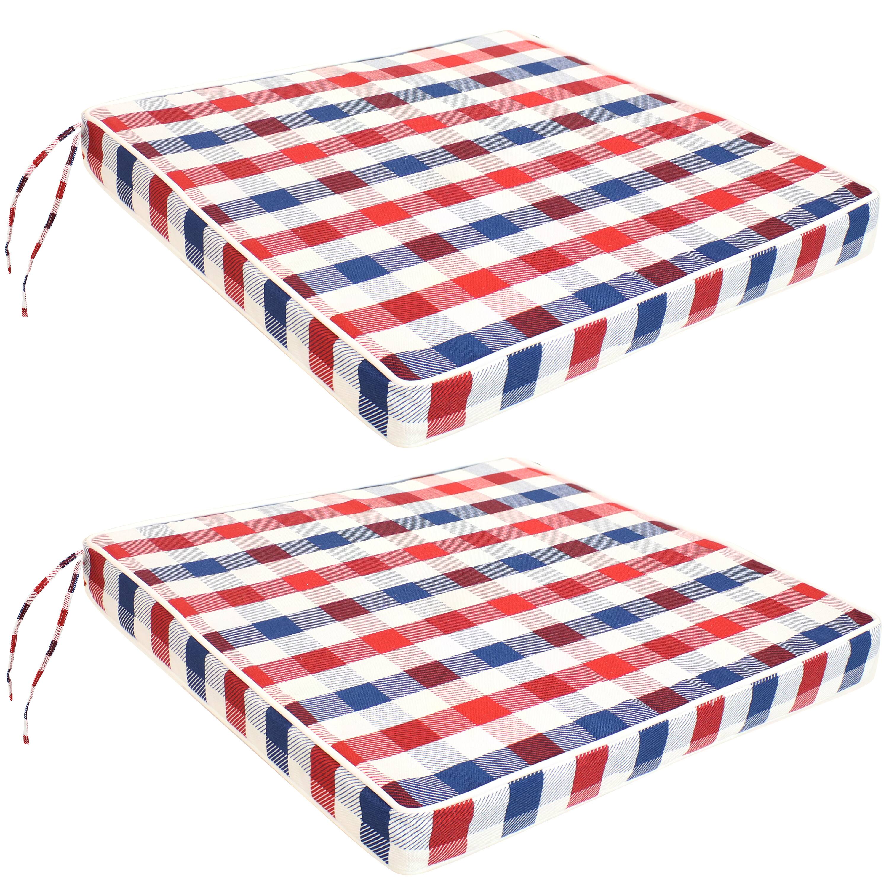 Front. Sunnydaze - Outdoor Square Seat Cushion - 17 in - Set of 2 - Americano.