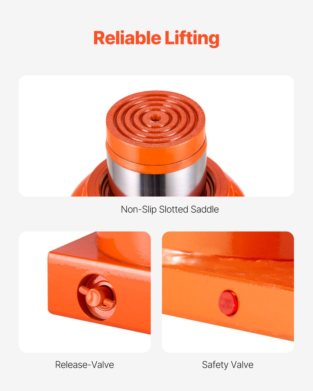 Reliable Lifting

Non-Slip Slotted Saddle

Release-Valve

Safety Valve