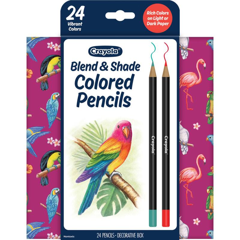 24 Vibrant Colors  
Rich Colors on Light or Dark Paper  
Crayola Blend & Shade Colored Pencils  
Crayola  
24 Pencils - Decorative Box  
Nontoxic