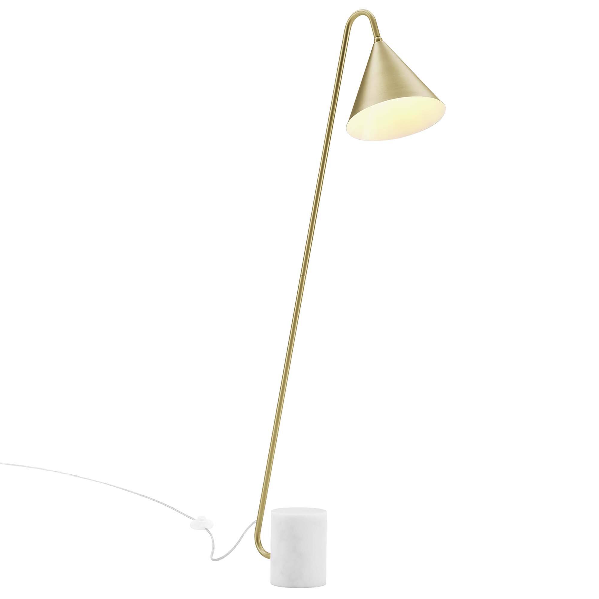 Angle. Modway - Ayla Marble Base Floor Lamp by Modway - Satin Brass.