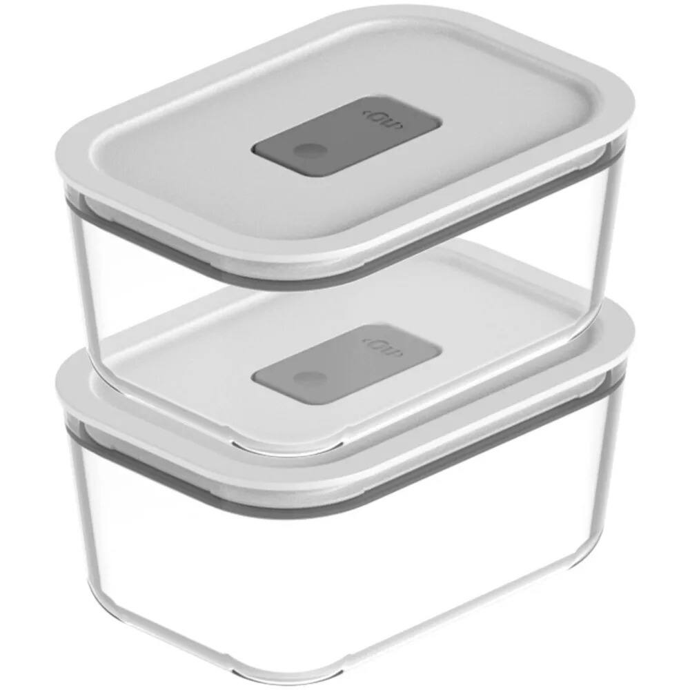Alt View 9. OU - OU Glass Food Storage Container Set 4pc (set of 2), Stackable, Leak Proof Lid with Microwave Valve.