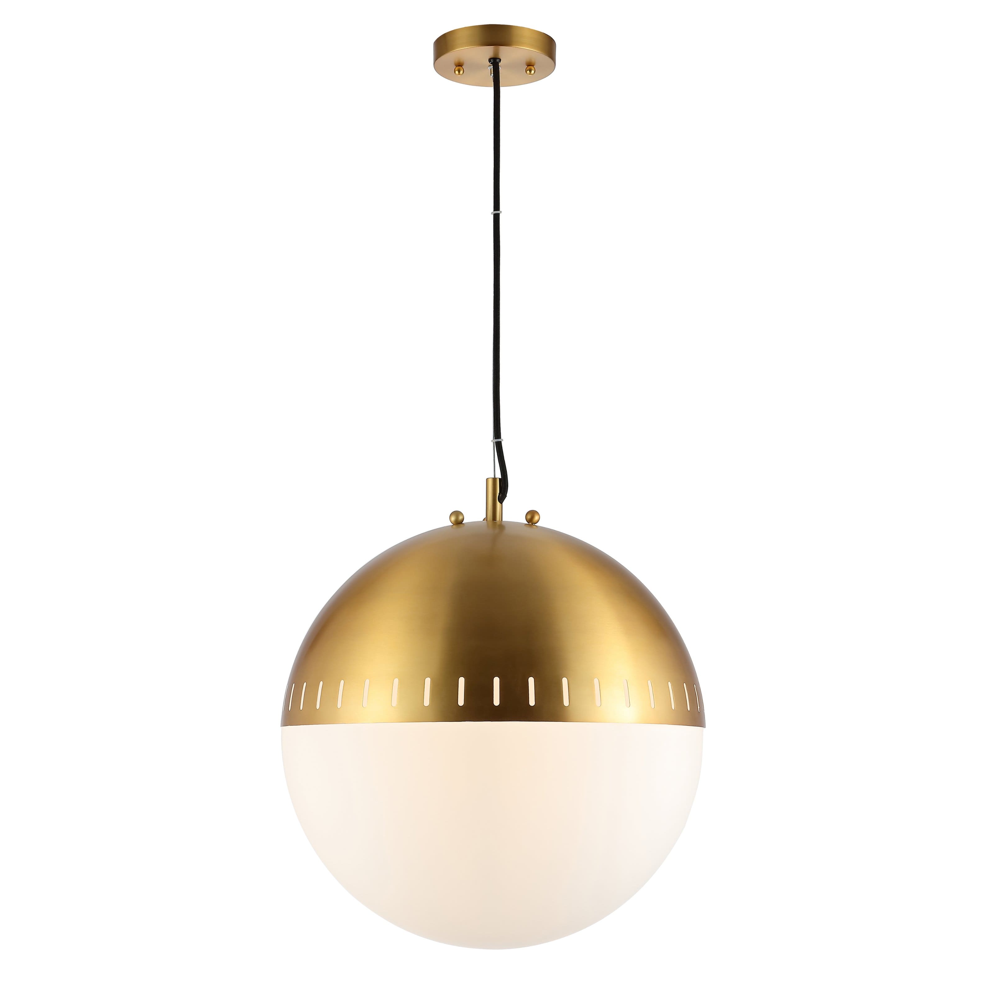 Jonathan Y - Remy 15.75" Adjustable Iron/Glass Art Deco Mid-Century Globe LED Pendant - Brass Gold