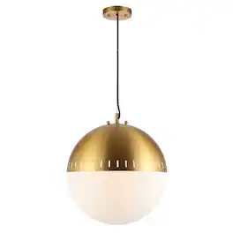 Jonathan Y - Remy 15.75" Adjustable Iron/Glass Art Deco Mid-Century Globe LED Pendant - Brass Gold