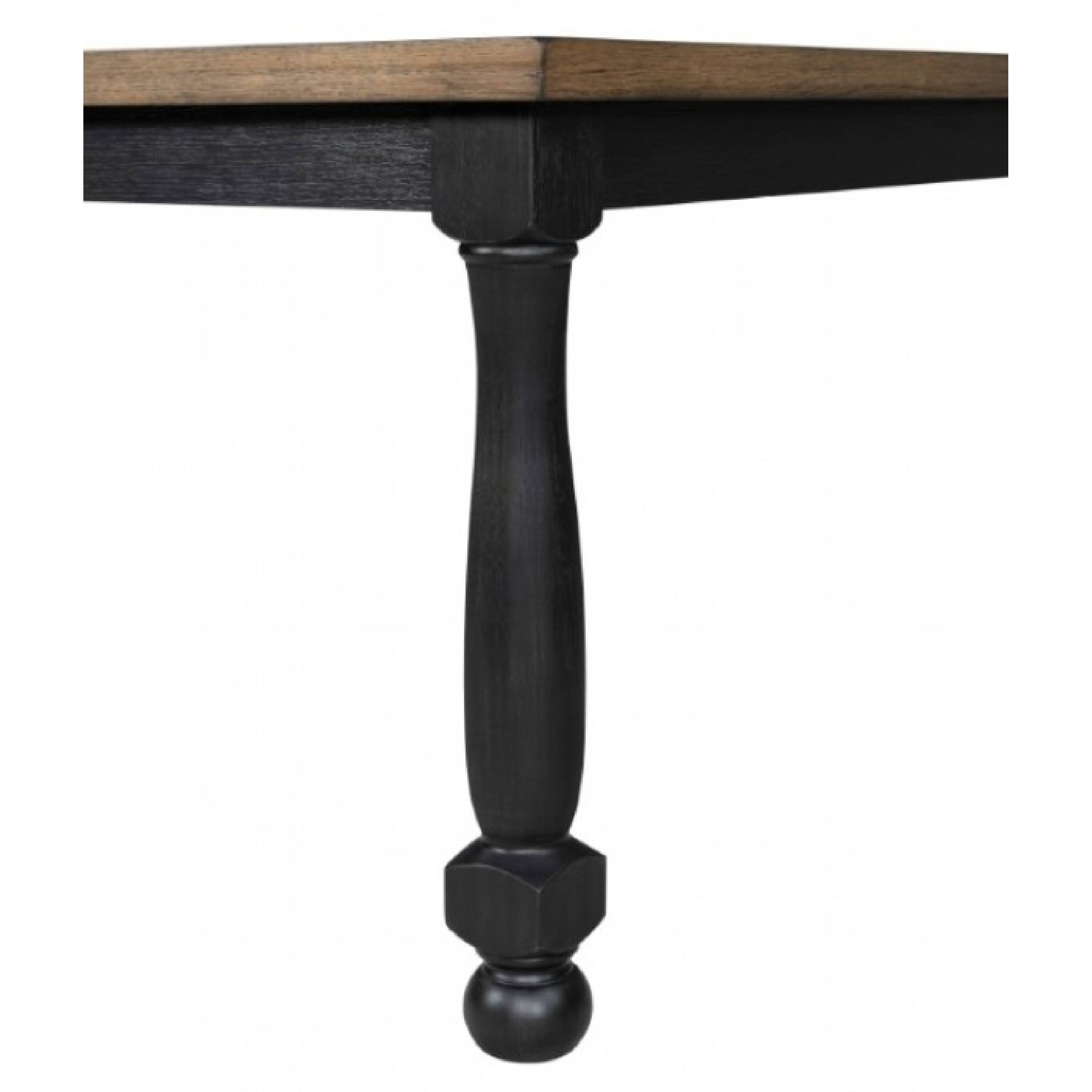 Alt View 2. Manhattan Lane - Ginie Dining Table, Farmhouse Legs, Rectangular Oak Black Wood 78 Inch - Black, Brown.
