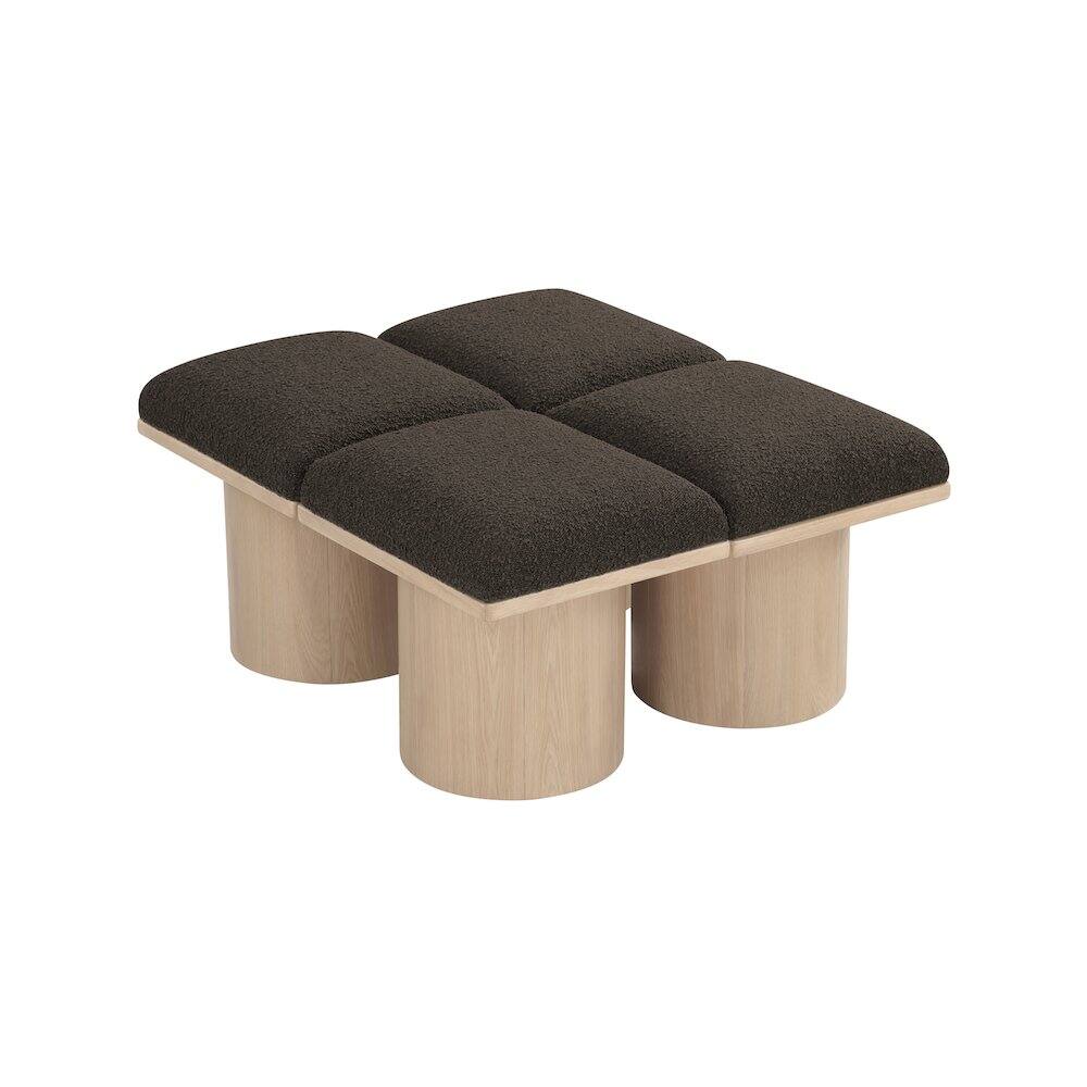 Alt View 3. Meridian Furniture - Pavilion Brown Boucle Fabric Bench - Brown.