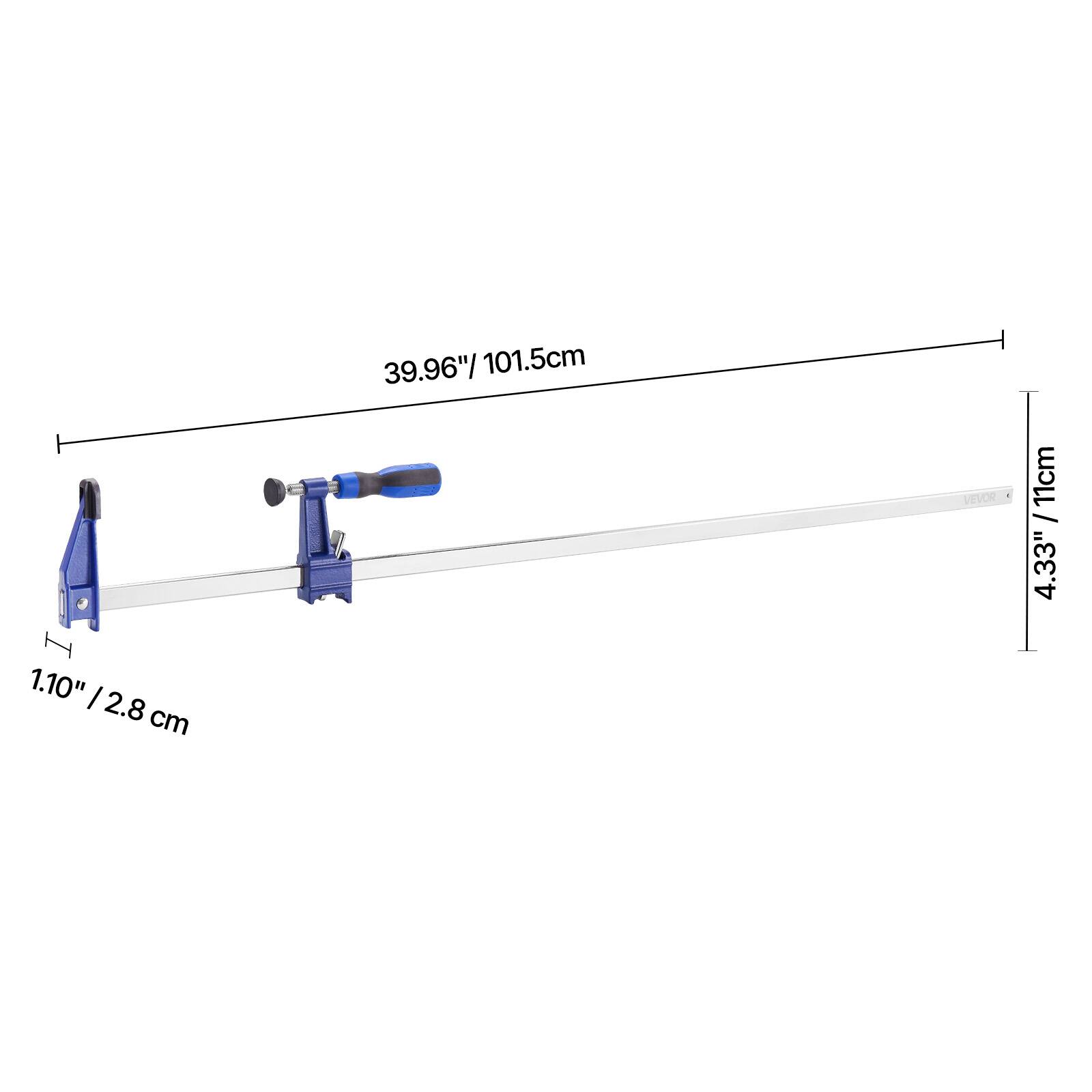 39.96" / 101.5cm  
1.10" / 2.8 cm  
VEVOR  
11cm  
4.33"
