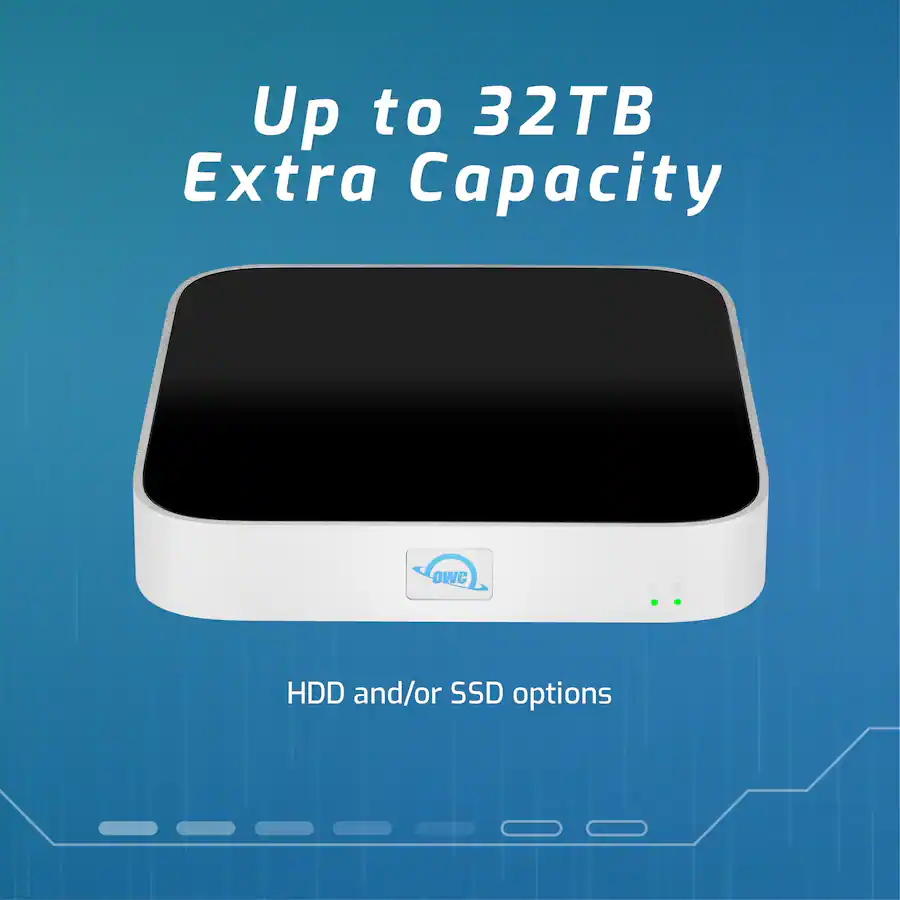 OWC 28TB (20TB HDD 7200 RPM, 8TB NVMe m.2 SSD) miniStack STX Stackable ...