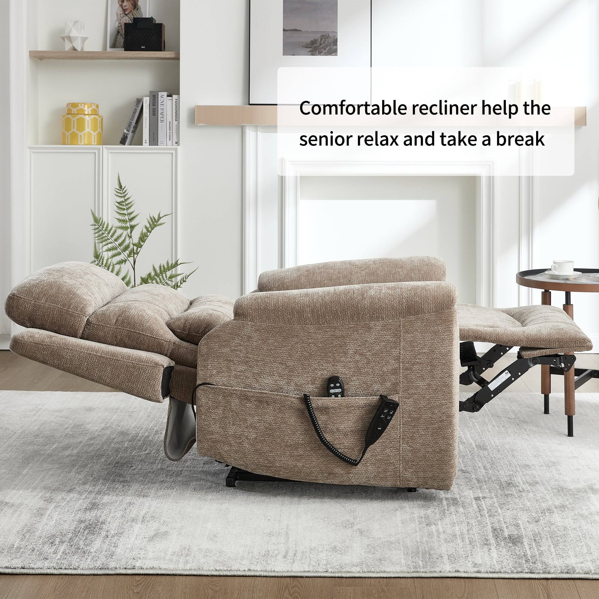 Comfortable recliner help the senior relax and take a break