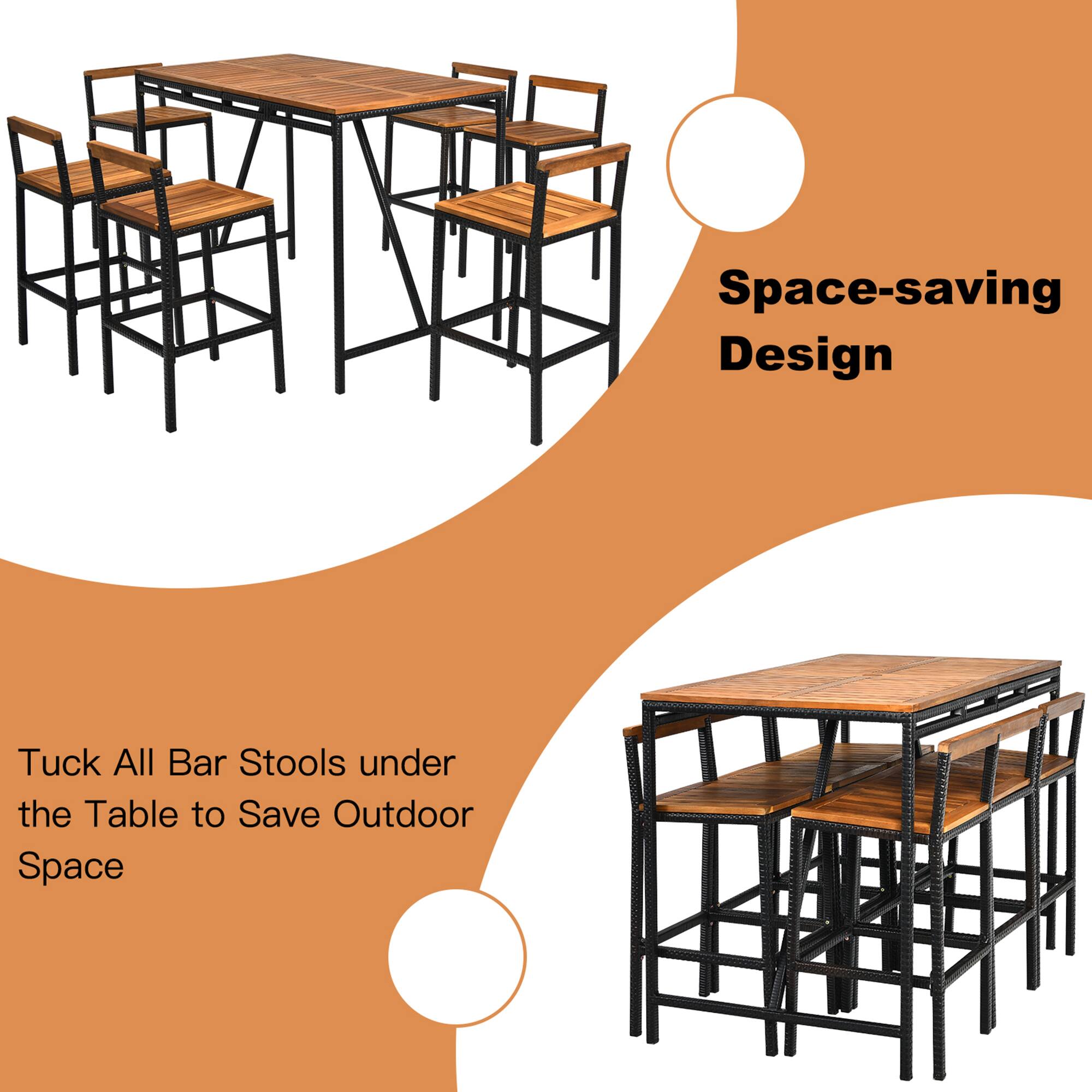 Space-saving Design

Tuck All Bar Stools under the Table to Save Outdoor Space
