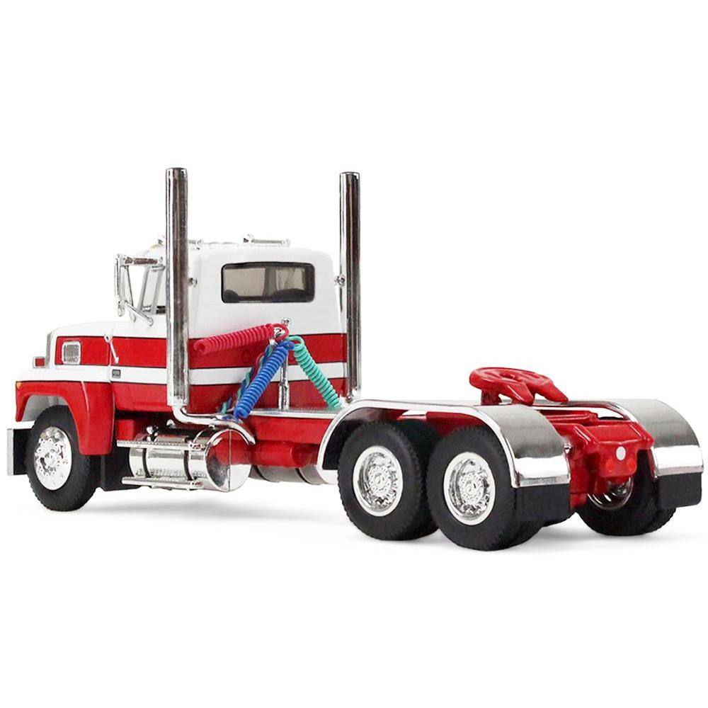 Left. First Gear - Ford LTL 9000 Trio Set (Two Day Cabs and One 60" Flat Top Sleeper) 1/64 Diecast Model by DCP/First Gear - Multicolor.