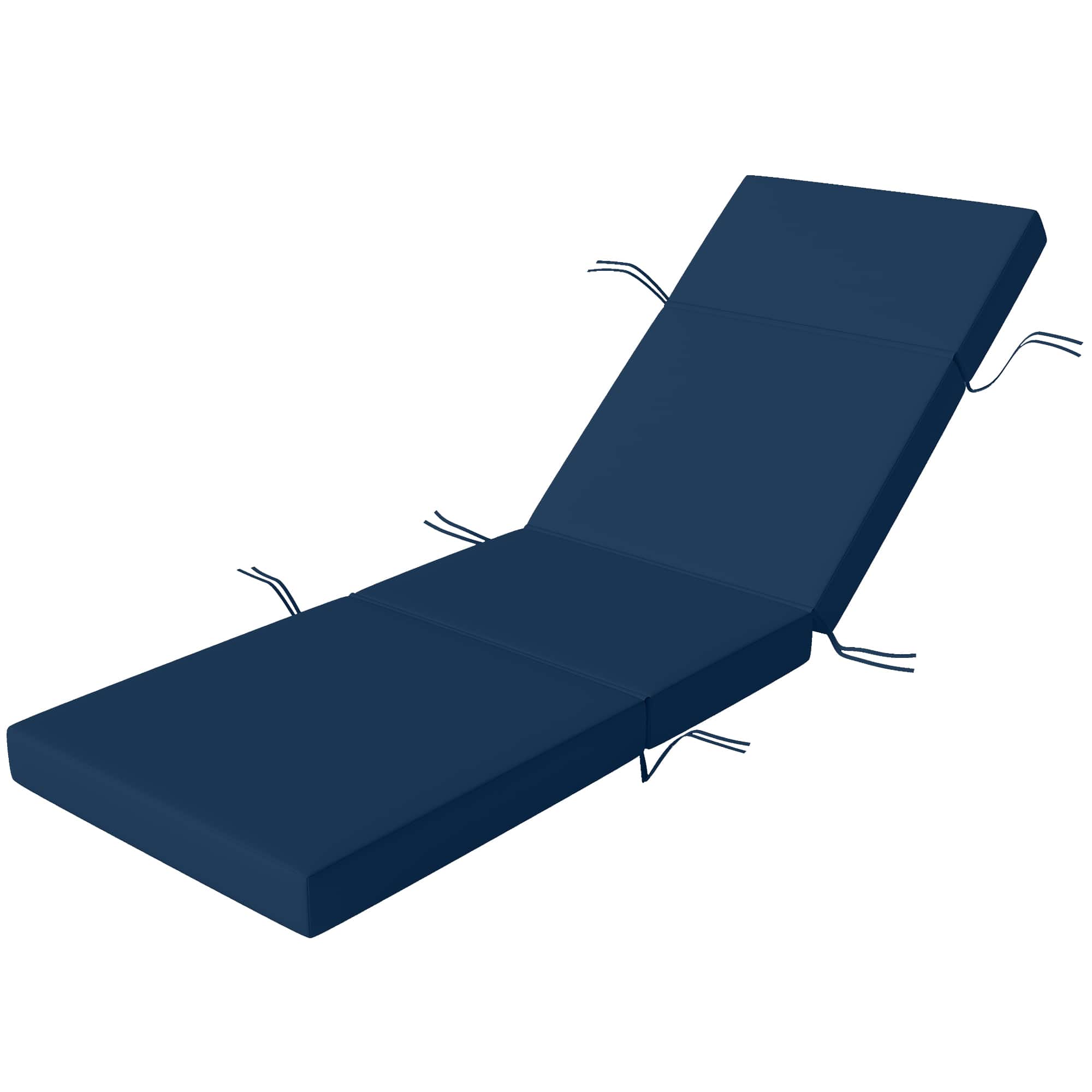 Outsunny - Lounge Cushion, 4" Thick Outdoor Lounge Chair Cushions with Ties for Patio, 26" x 80" - Navy Blue