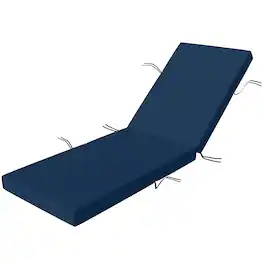 Outsunny - Lounge Cushion, 4" Thick Outdoor Lounge Chair Cushions with Ties for Patio, 26" x 80" - Navy Blue