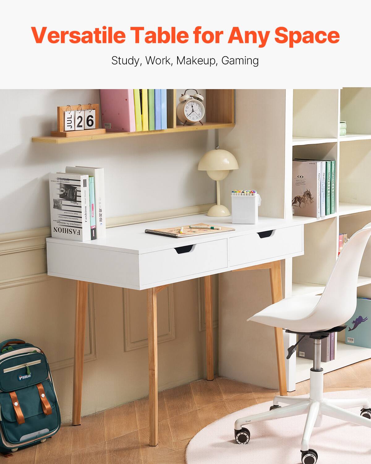 Versatile Table for Any Space  
Study, Work, Makeup, Gaming  

JUL 26
