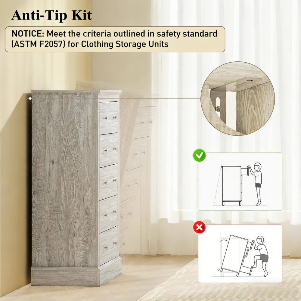 Anti-Tip Kit

NOTICE: Meet the criteria outlined in safety standard (ASTM F2057) for Clothing Storage Units
