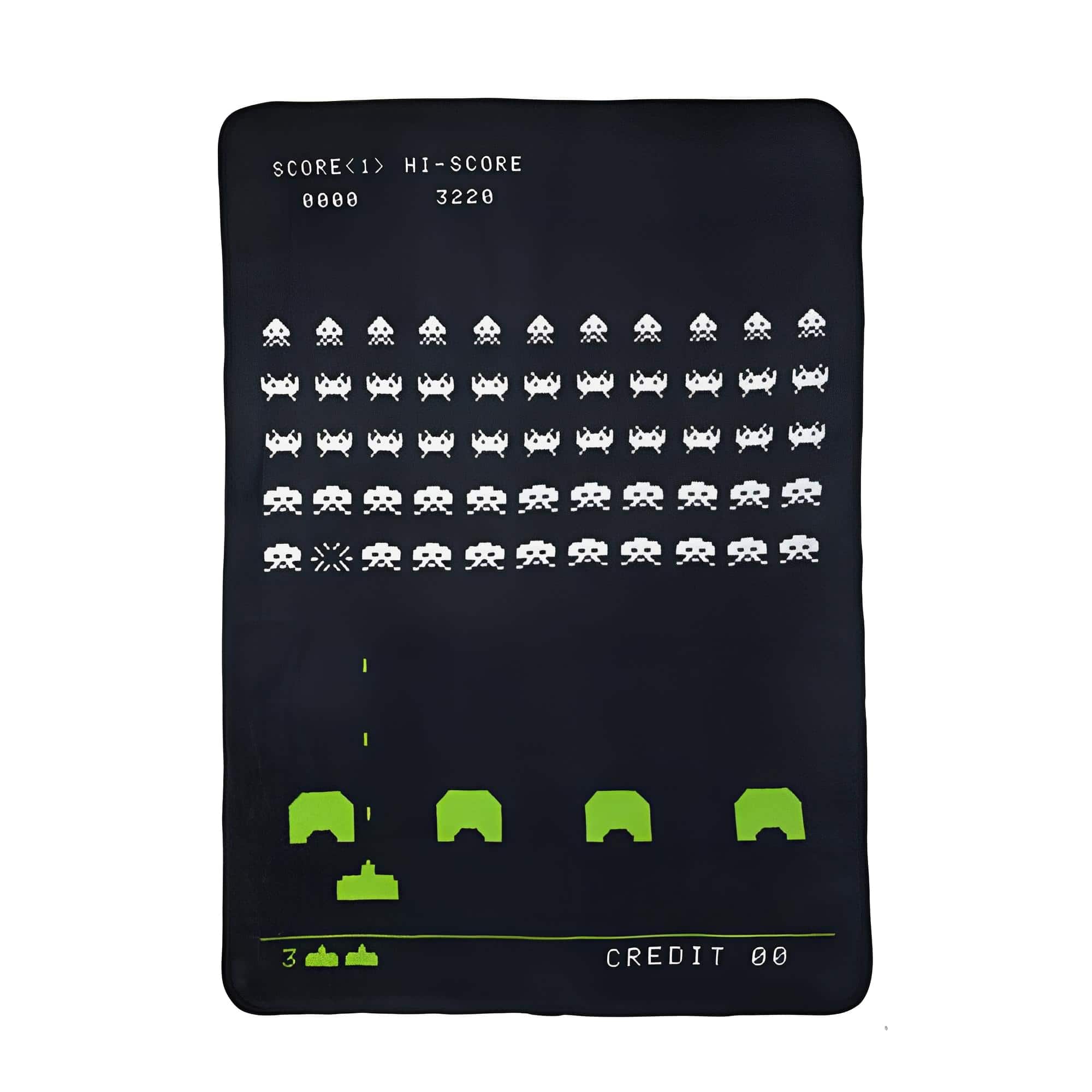 Crowded Coop - Space Invaders Plush Lightweight Throw Blanket | 60 x 45 Inches - Black/White