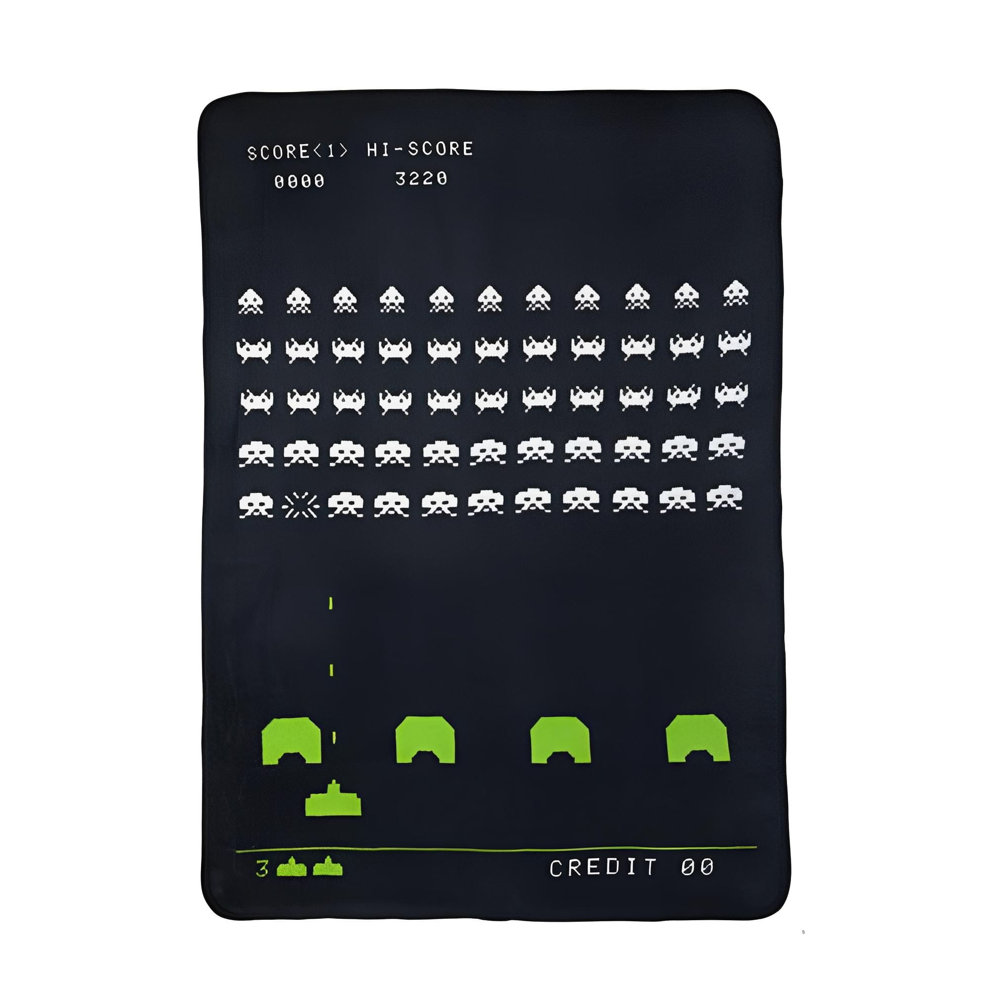 Crowded Coop - Space Invaders Plush Lightweight Throw Blanket | 60 x 45 Inches - Black/White