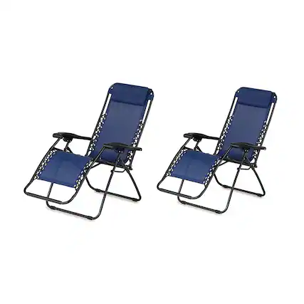 Front. Caravan Canopy - Caravan Canopy Infinity Zero Gravity Steel Frame Patio Deck Chair, Blue (2 Pack) - Blue.