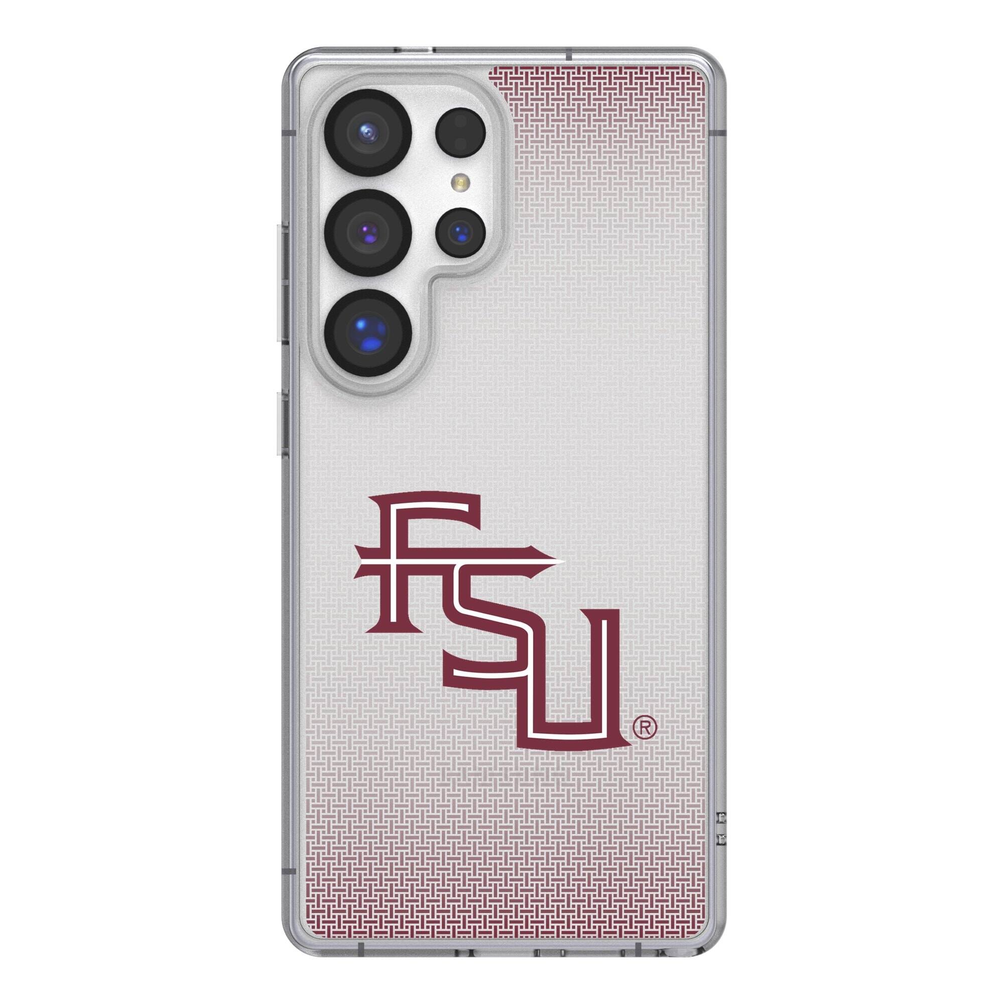 Front. Keyscaper - Florida State Seminoles Linen Logo Galaxy Clear Case - S24 - Multicolor.