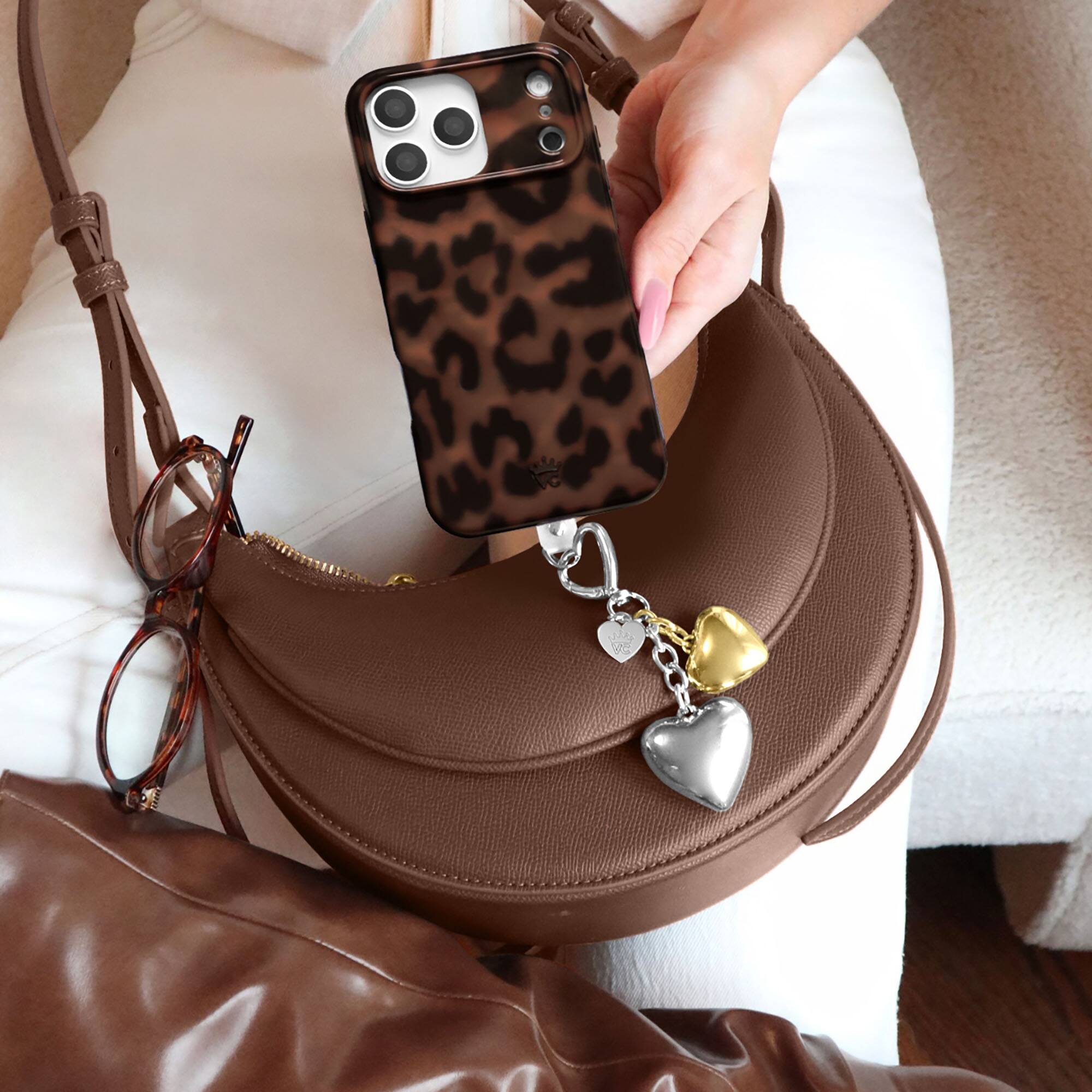Alt View 5. VELVET CAVIAR - Tech & Bag Charm - Mixed Metal Hearts.