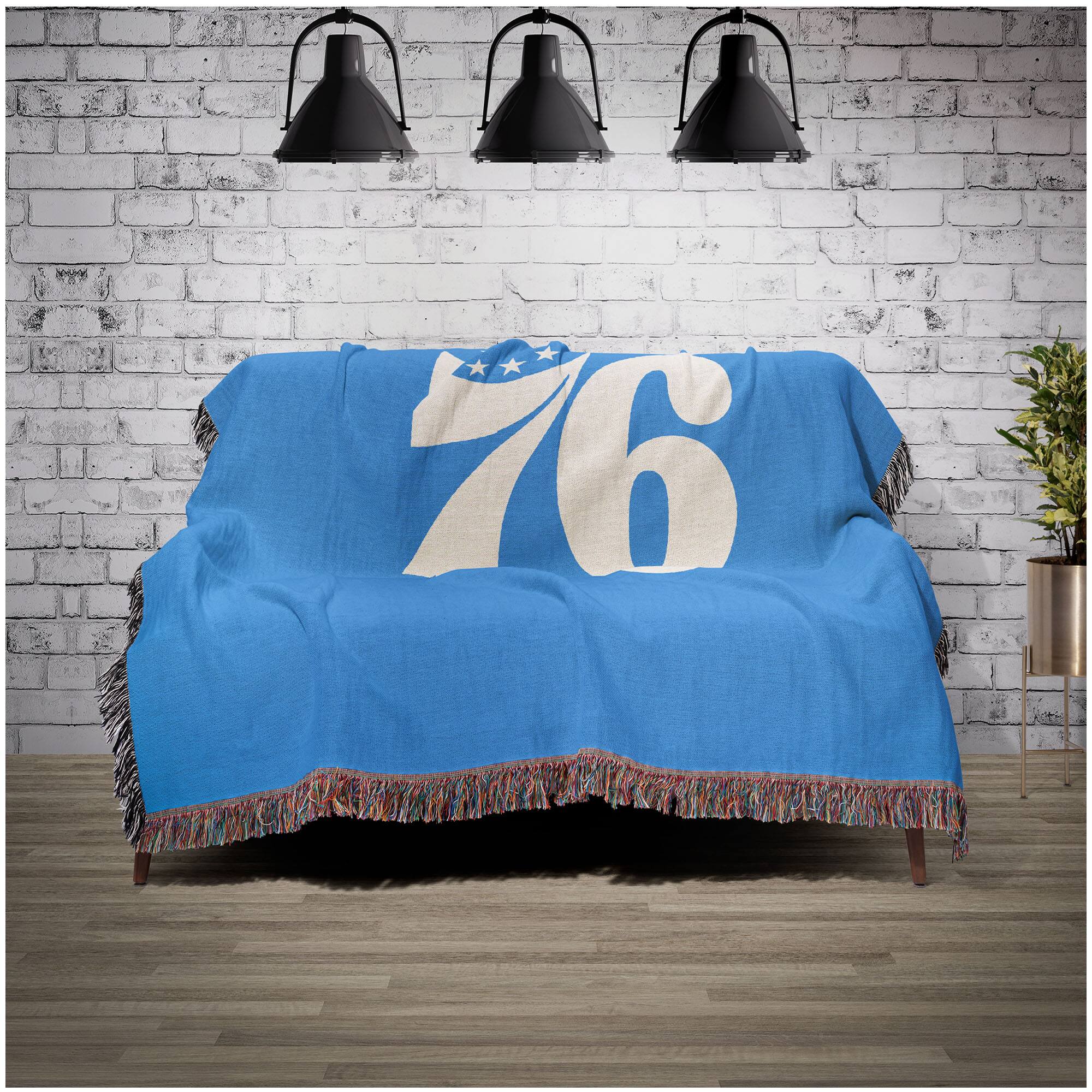 Alt View 1. Chad & Jake - Philadelphia 76ers Woven Blanket - Blue.