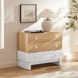 Nolia 3-Drawer Color Block Dresser by Modway - Oak White