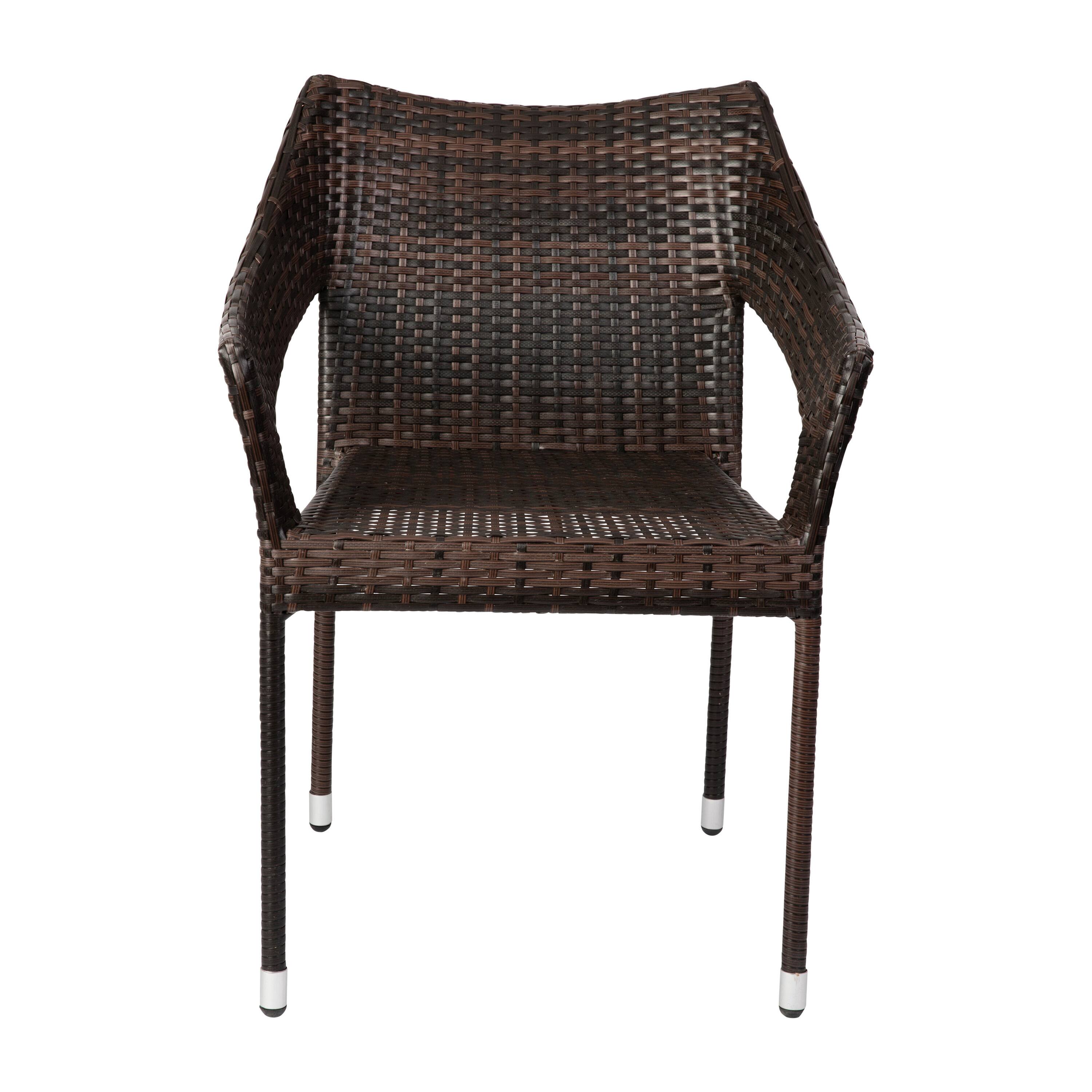 Alt View 9. Emma + Oliver - Embry All-Weather Indoor/Outdoor Stacking Patio Dining Chair with Steel Frame and Weather Resistant PE Rattan - Espresso.