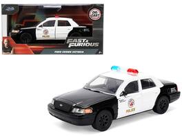 Jada - Ford Crown Victoria LAPD Black White The Fast and the Furious 2001 Movie Fast & Furious Series 1/32 - Black and White